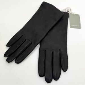NORDSTROM Cashmere Lined Leather Touchscreen Gloves NEW Size 7 1/2 Black
